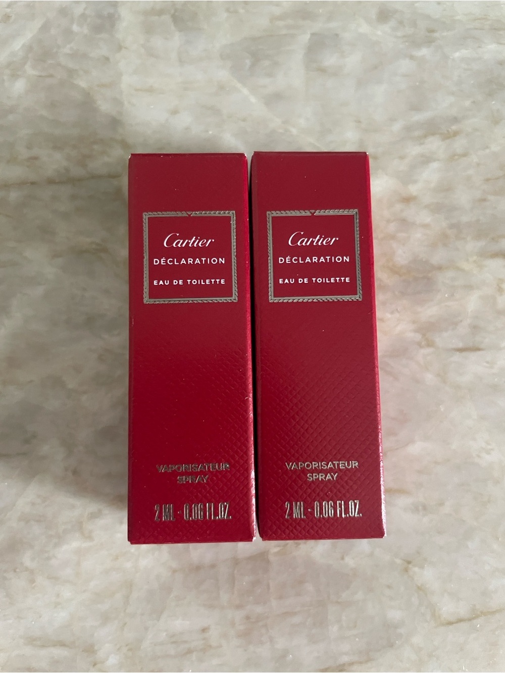 2 BRAND new Cartier red Déclaration minis